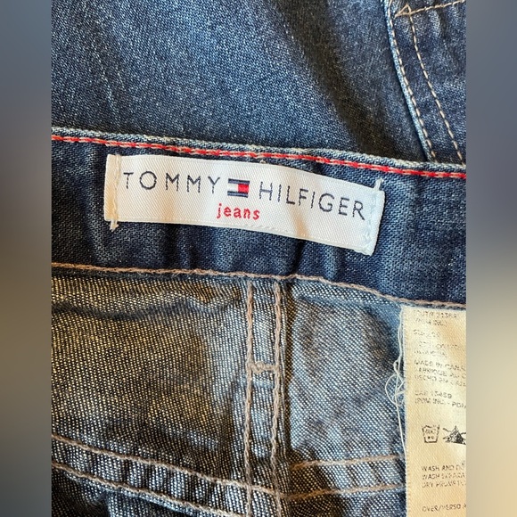 ViINTAGE TOMMY HILFIGER 90s Y2K Carpenter Blue Baggy Wide Leg Jeans Size 10 - Picture 6 of 7